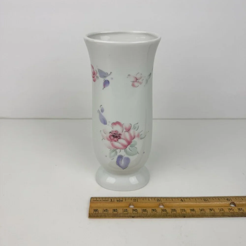 Vtg‎ 90s Especially for you FTD Flower Vase White Pastel Floral Image 6.5in tall